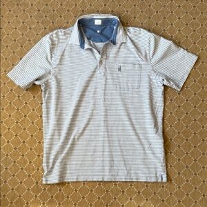 Johnnie-O blue and white striped polo-EUC!